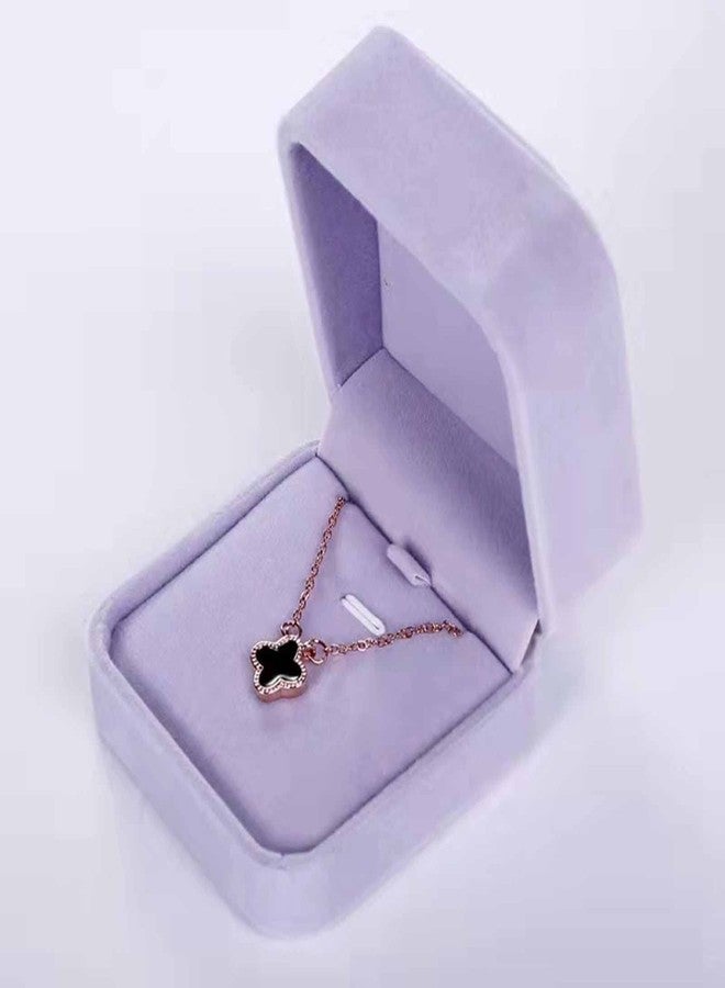 FAYADA 2 Pieces Velvet Pendant Necklace Case Classic Jewelry Gift Box for Wedding Christmas Thanksgiving Birthday Gift Displays Showcases Boxes (light Purple) - Image 2